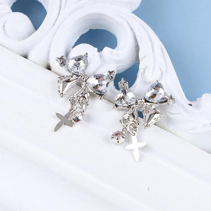 Vintage Crystal Bow Earrings Black Onyx Stud Earrings