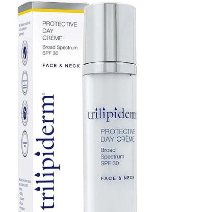 Trilipiderm Protective Day Crème, Broad Spectrum SPF 30 – Lightweight, Fast-Absorbing Moisturizing Sunscreen Protects while helps boost collagen and fight free radical damage