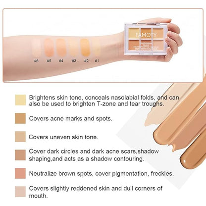 6 Color Correcting Concealer Palette With Concealer Brush,