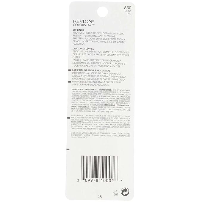Revlon ColorStay Lip Liner with SoftFlex, Nude [630] 1 ea (Pack of 4)