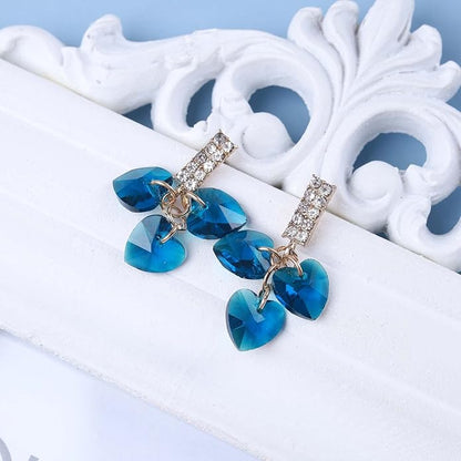 Boho Sapphire Tassel Earrings Blue Crystal