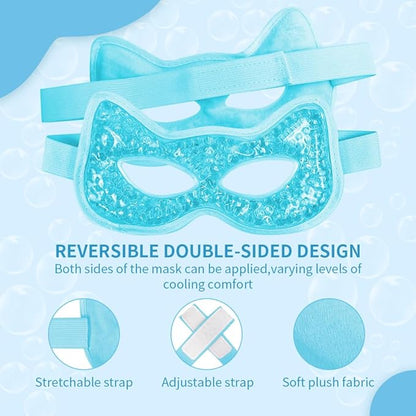 Cooling & Heating Eye Mask - Hot/Cold Use for Puffy Eyes, Headaches, Migraines, Sinus & Dark Circles (2 packs blue)