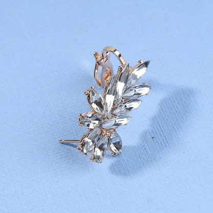 Boho Crystal Ear Climber Earrings Gold