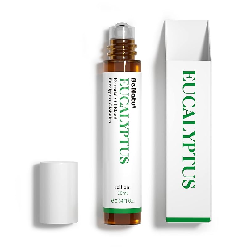 Benatu Eucalyptus Essential Oil Roller, Pre-Diluted Natural Aromatherapy Blend Travel Size Roll On for Skin Care, Body Topical Massage - Hair, Nail 10ml