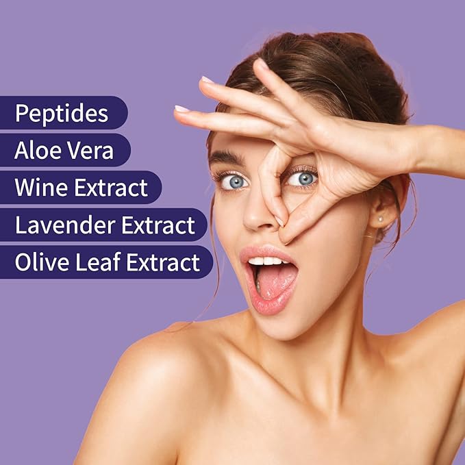 Ebanel Peptides Eye Serum, Dark Circles Treatment for Women and Men, Under Eye Bags Puffiness Remover, Lifting and Firming Serum with Wine and Lavender Extracts