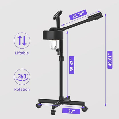 Facial Steamer with Magnifying Lamp, Professional Facial Steamer for Esthetician, 2 in 1 Ozone Steamer for Face Professional, Face Steamer for Facial Deep Cleaning.