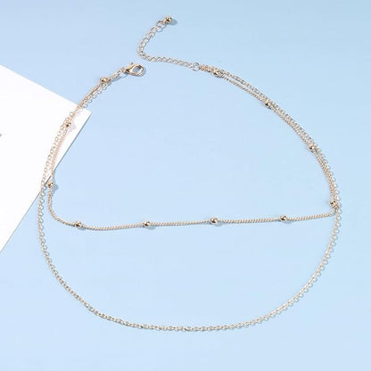 Boho Layered Satellite Choker Necklace Gold Ball Chain