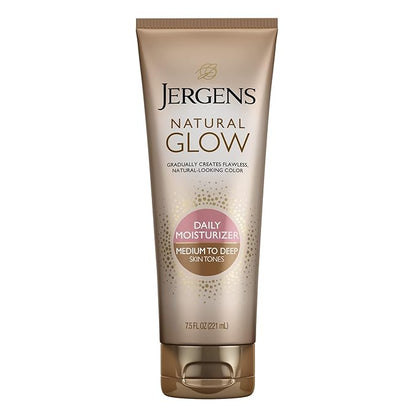 Jergens Natural Glow Self Tanner Face Moisturizer, SPF 20 Facial Sunscreen & Natural Glow Self Tanner Lotion, Daily Sunless Fake Tanning, Medium to Deep Skin Tone