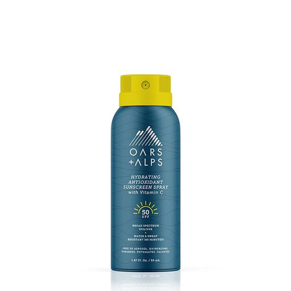 Oars + Alps Hydrating SPF 50 Sunscreen Spray, Infused with Vitamin C and Antioxidants, Water and Sweat Resistant, TSA Friendly, 1.87 Oz