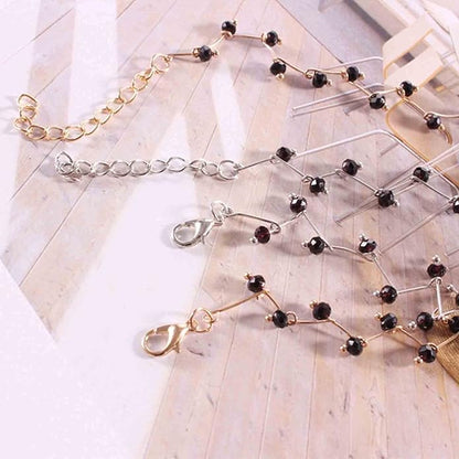 Black Crystal Choker Necklace Short Black Beaded Choker