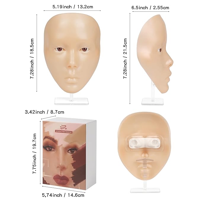 Makeup Practice Mannequin Face, 5d Reusable Silicone Makeup