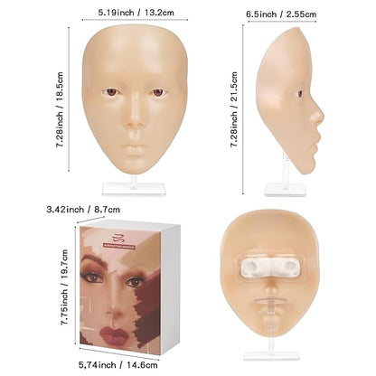 Makeup Practice Mannequin Face, 5d Reusable Silicone Makeup
