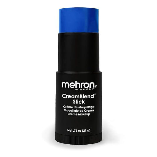 Mehron Makeup CreamBlend Stick | Face Paint, Body g) (Blue) 75 oz