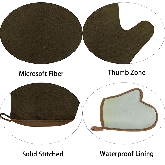 2 Pack Self Tanning Mitt Applicator Kit Set, Self Tanning Glove and Self Tanner Flat Top Brush, Tan Applicator for Sunless Self Tan (Bronze)