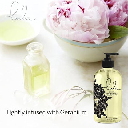 Lulu Massage Oil 16 Ounces for Full Body Massages of Joint and Muscles. Scented with Essential Oils and Sweet Almond Oil. for Couple Massage Therapy. Made in USA