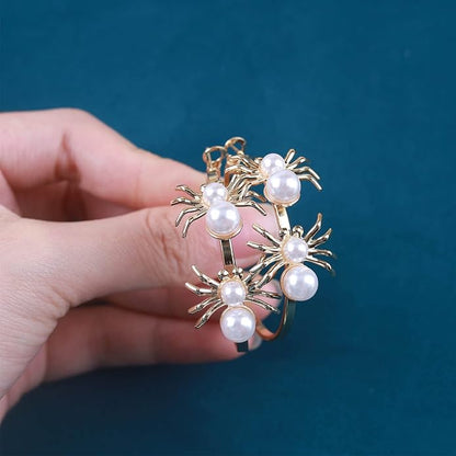 Vintage Hollow Circle Drop Earrings Pearl Spider Dangle