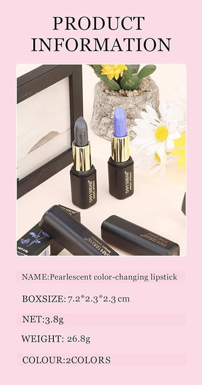 Blue Rose Color Changing Lipstick Tinted Lip Balm,Shimmer PH Changing Lip Gloss, Matte Velvet Color Revealing Moisturizing Pearlescent Waterproof Long Lasting Pink Lips for Women (01#)
