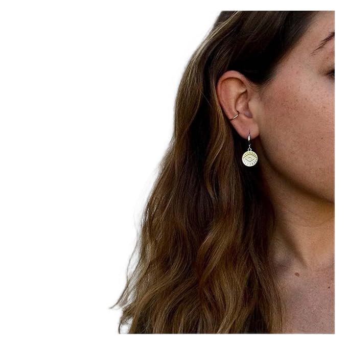 Evil Eye Coin Earrings Gold Disc Drop Earrings