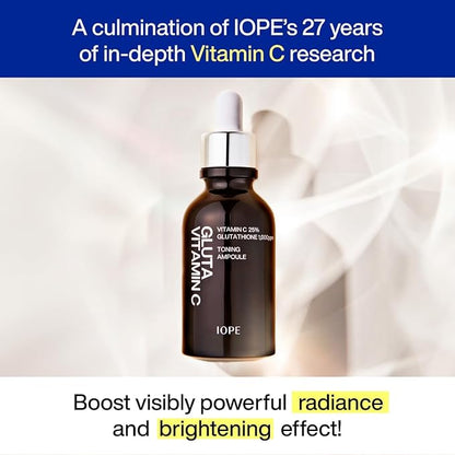 IOPE Gluta Vitamin C Brightening Serum | 25% Pure Vitamin-C and 1,000ppm Glutathione, Anti-Aging and Anti-Oxidant, Reduces Dark Spots, Korean Skincare, 0.78oz.