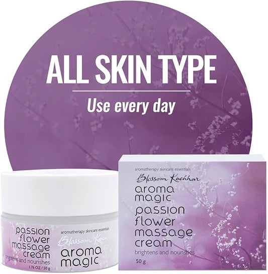 Passion Flower Massage Cream | Hydrates, Softens & Nourishes Skin | Aromatherapy Spa Cream for Glowing, Healthy-Looking Skin | Non-Greasy, Toxin-Free | 1.76 Oz (50g)