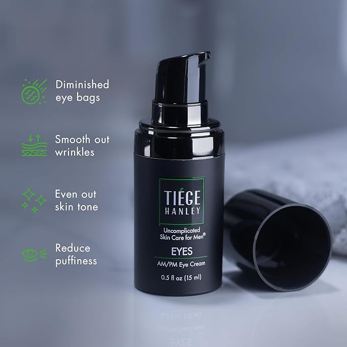 Tiege Hanley Mens Under Eye Cream for Dark Circles, EYES (2-Pack) - Eye Cream for Puffiness & Bags Under Eyes - Firming Anti-Aging Eye Wrinkle & Fine Lines Cream - Tightening Eye Bags Treatment (2)