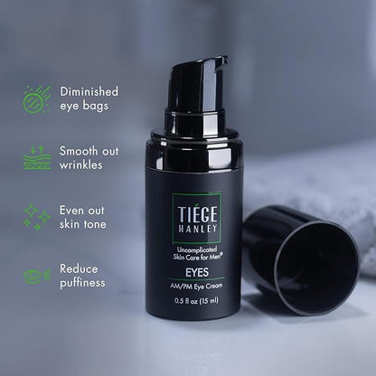 Tiege Hanley Mens Under Eye Cream for Dark Circles, EYES (2-Pack) - Eye Cream for Puffiness & Bags Under Eyes - Firming Anti-Aging Eye Wrinkle & Fine Lines Cream - Tightening Eye Bags Treatment (2)