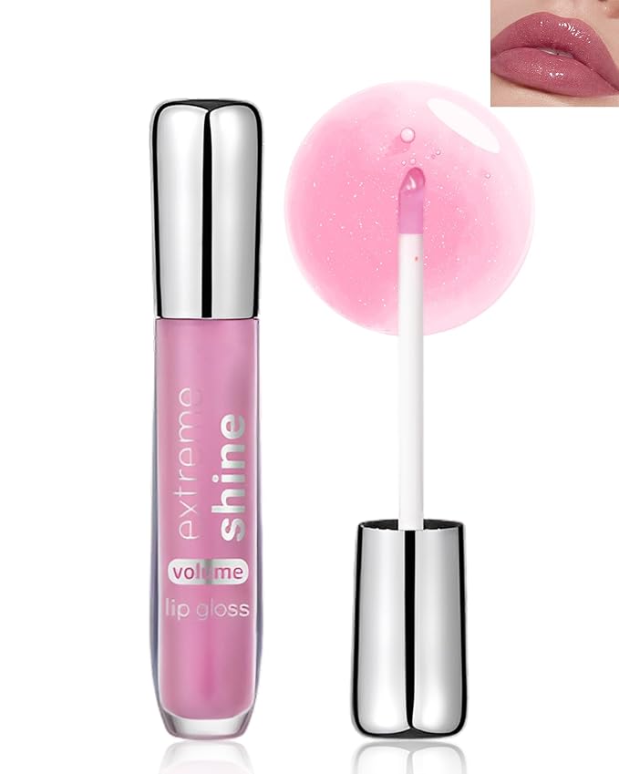 Clear Glitter Lip Gloss Lip Plumper, Hydrating Lip Glow Oil Plumping Lip Oil Gloss, Long Lasting Moisturizing Light Purple Tinted Jelly Lip Gloss, Shimmer Lipgloss Lip Glaze Dry Lip Care-02