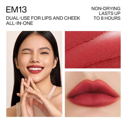 INTO YOU Matte Lipstick, Super Stay Lipstick for Women, Waterproof, Long Lasting Lipstick, High Impact Lipcolor with Lightweight Lip Mud Texture, Dual-use for Lips and Cheek, Red Lipstick (EM13)