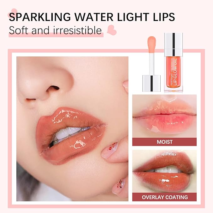 Hydrating Lip Glow Oil Long Lasting Plumping Lip Gloss Clear Lip Gloss Moisturizing Lip Oil Repairing Lip Lines and Prevents Dry Cracked for Lip Care and Dry Lips PINK