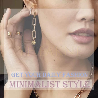 Punk Link Chain Earrings Silver Cable
