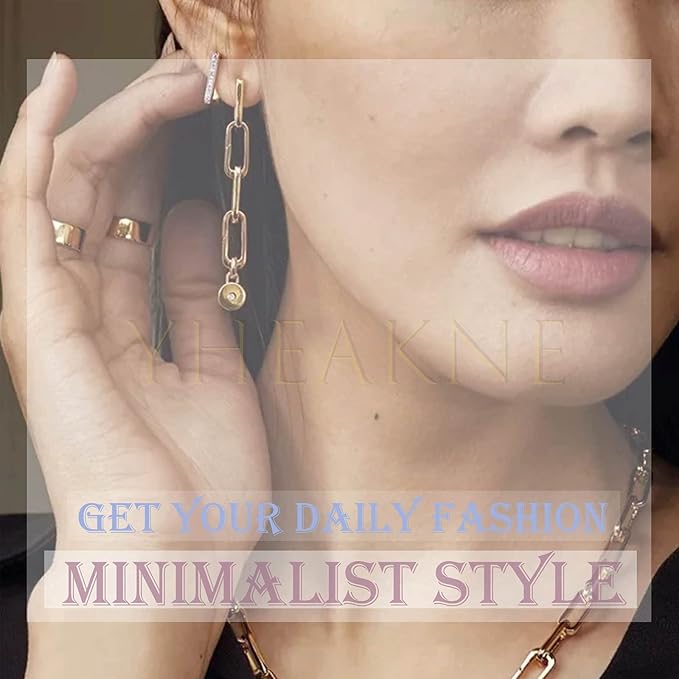 Punk Link Chain Earrings Silver Cable
