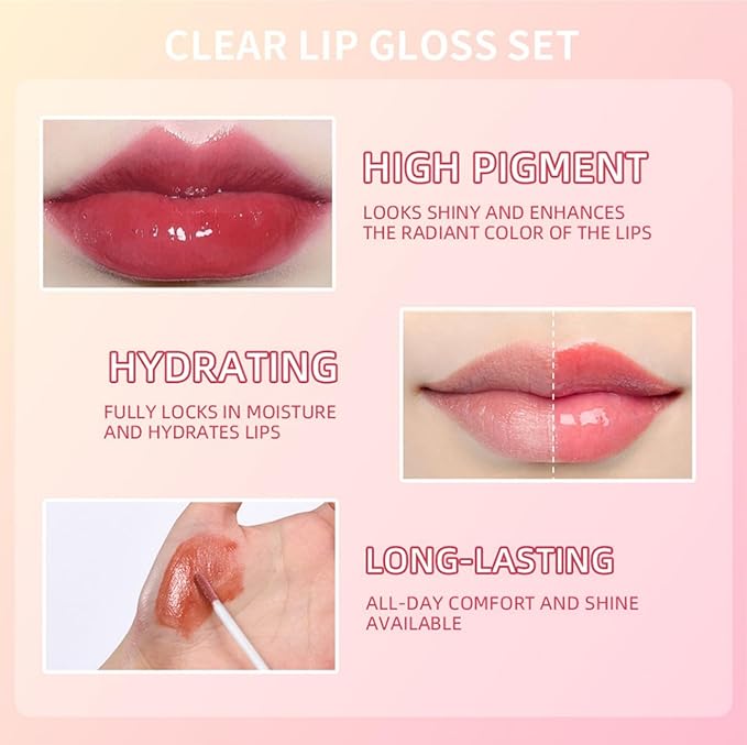 Hydrating Lip Gloss Set 6 Colors Moisturizing Glossy Hydrating