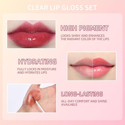 Hydrating Lip Gloss Set 6 Colors Moisturizing Glossy Hydrating
