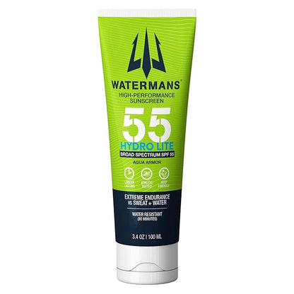 WATERMAN'S Hyrdo Lite SPF 55 Broad Spectrum Reef Safe Sunscreen for Face and Body, Fragrance-Free, Oxybenzone Free - 3.4oz