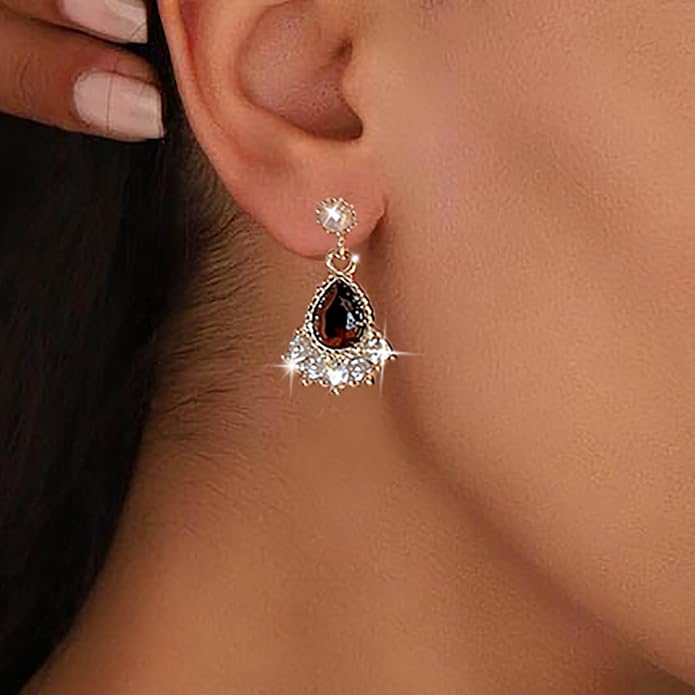 Vintage Black Crystal Teardrop Earrings Crystal