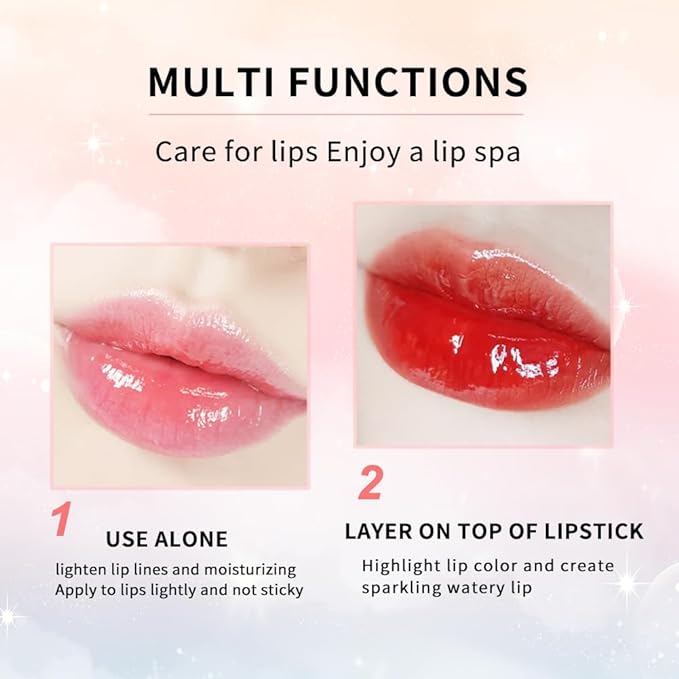 Lip Tint Stain, Lip Glosses, Moisturizing Lip Stain, Lip Tint, Skin Tint, Lip-Plumping, Non-sticky, Long Lasting Lip Makeup (4 colors)