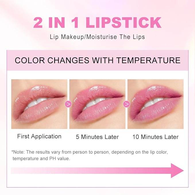 BINGBRUSH Clear Crystal Color Changing PH Lipstick,Rich in Vitamin E for All-Day Moisture,Gold Foil Long Lasting Moisturizer Waterproof Discoloration (03#)