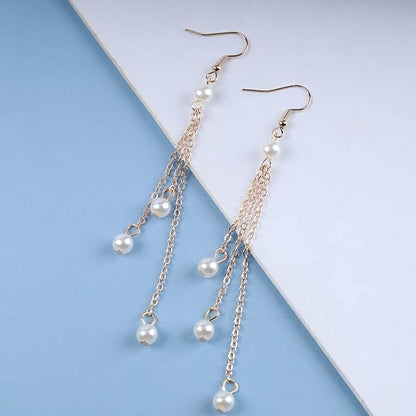 Vintage Pearl Dangle Earrings Gold Pearl