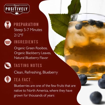 Organic Positively Tea Company, Blueberry Bliss Rooibos Tea, Loose Leaf, 16 Ounce