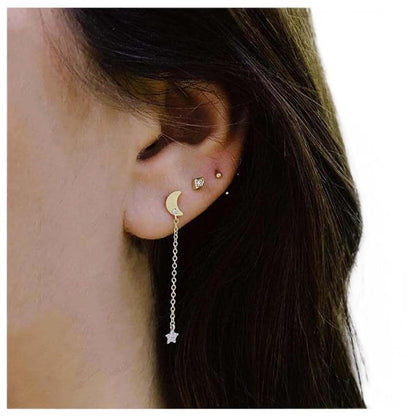 Bohemia Moon Star Dangle Earrings Gold