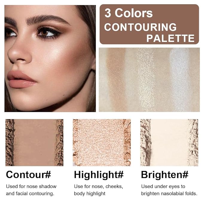 3 IN 1 Brown Nude Face Highlight Bronzer