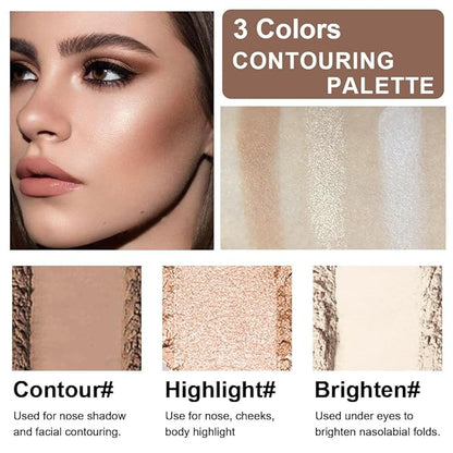 3 IN 1 Brown Nude Face Highlight Bronzer