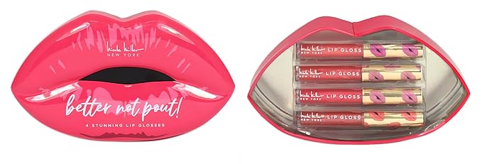 Nicole Miller Lip Gloss Collection, 4 Count (Pack of 1), Better Not Pout Pink