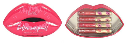 Nicole Miller Lip Gloss Collection, 4 Count (Pack of 1), Better Not Pout Pink