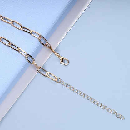 Punk Paper Link Choker Necklace Gold Paperclip Chain