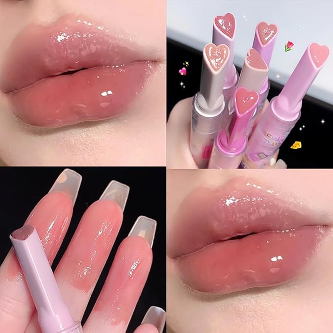 Petansy 6 Colors Jelly Lipstick Heart Shape Lipstick Plumping