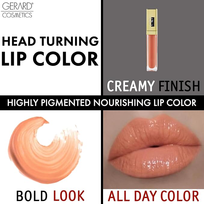 Gerard Cosmetics x Lyrica Anderson Light 'Em Up Lip Gloss - Navel | Super Pigmented Peach Lip Gloss | Moisturizing Lip Gloss with Mirror and LED Light | Cruelty Free & Made in USA