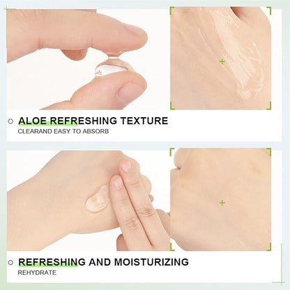 Organic Aloe Vera Gel, Aloe Vera Gel for Face, Body and Hair, Deeply Hydrating, Nourishing After Sun Skin Care, Aloe Vera Soothing Gel Cooling Cooling, Calming and Soothing 6.76 Fl Oz