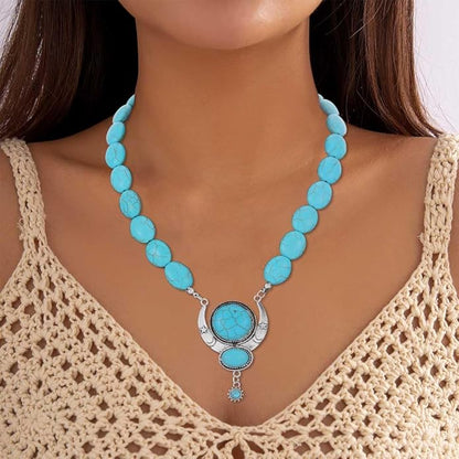 Y2K Necklace Puffy Turquoise Beaded Necklaces