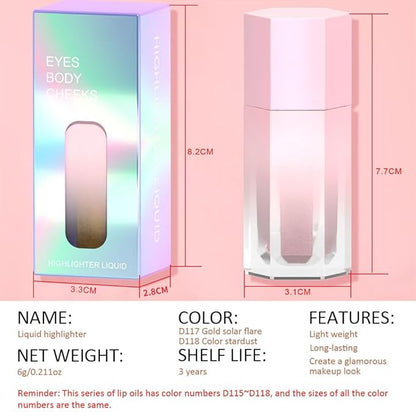 evpct Light Liquid Face Highlighter Makeup Waterproof Long Body Cheek